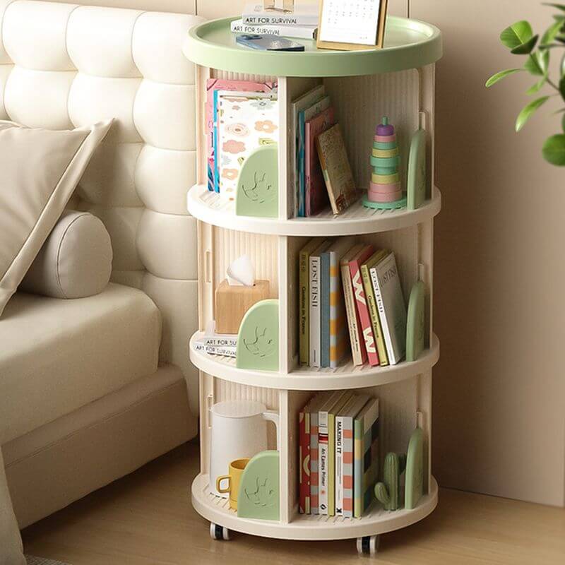 Modern Swivel Bookcase for Kids, Closed-Back with 360° Rotation