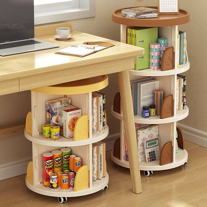 Modern Swivel Bookcase for Kids, Closed-Back with 360° Rotation