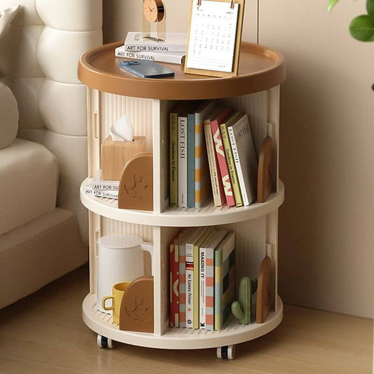 Modern Swivel Bookcase for Kids, Closed-Back with 360° Rotation