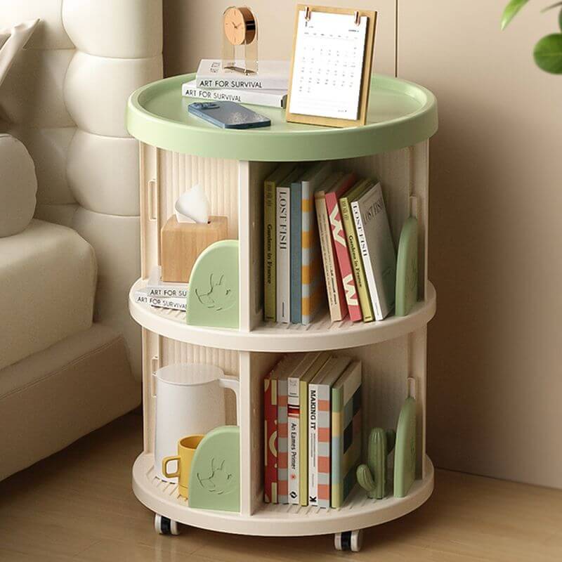 Modern Swivel Bookcase for Kids, Closed-Back with 360° Rotation