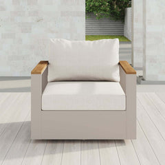 Modern Swivel Outdoor Accent Chair with Aluminum Frame and Cushions