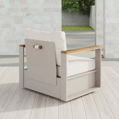 Modern Swivel Outdoor Accent Chair with Aluminum Frame and Cushions