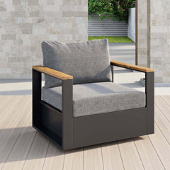 Modern Swivel Outdoor Accent Chair with Aluminum Frame and Cushions