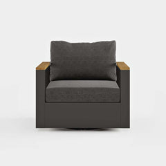Modern Swivel Outdoor Accent Chair with Aluminum Frame and Cushions