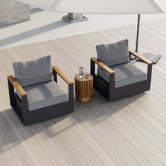 Modern Swivel Outdoor Accent Chair with Aluminum Frame and Cushions