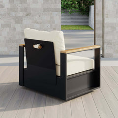 Modern Swivel Outdoor Accent Chair with Aluminum Frame and Cushions