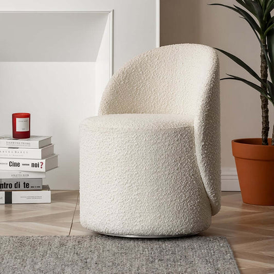 Modern Swivel Vanity Stool with Soft Boucle Upholstery Main Product Image