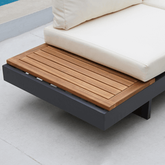 Modern Teak Wood Outdoor Sectional Sofa Set with Coffee Table