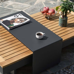 Modern Teak Wood Outdoor Sectional Sofa Set with Coffee Table