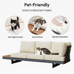 Modern Teak Wood Outdoor Sectional Sofa Set with Coffee Table