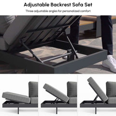 Modern Teak Wood Outdoor Sectional Sofa Set with Coffee Table