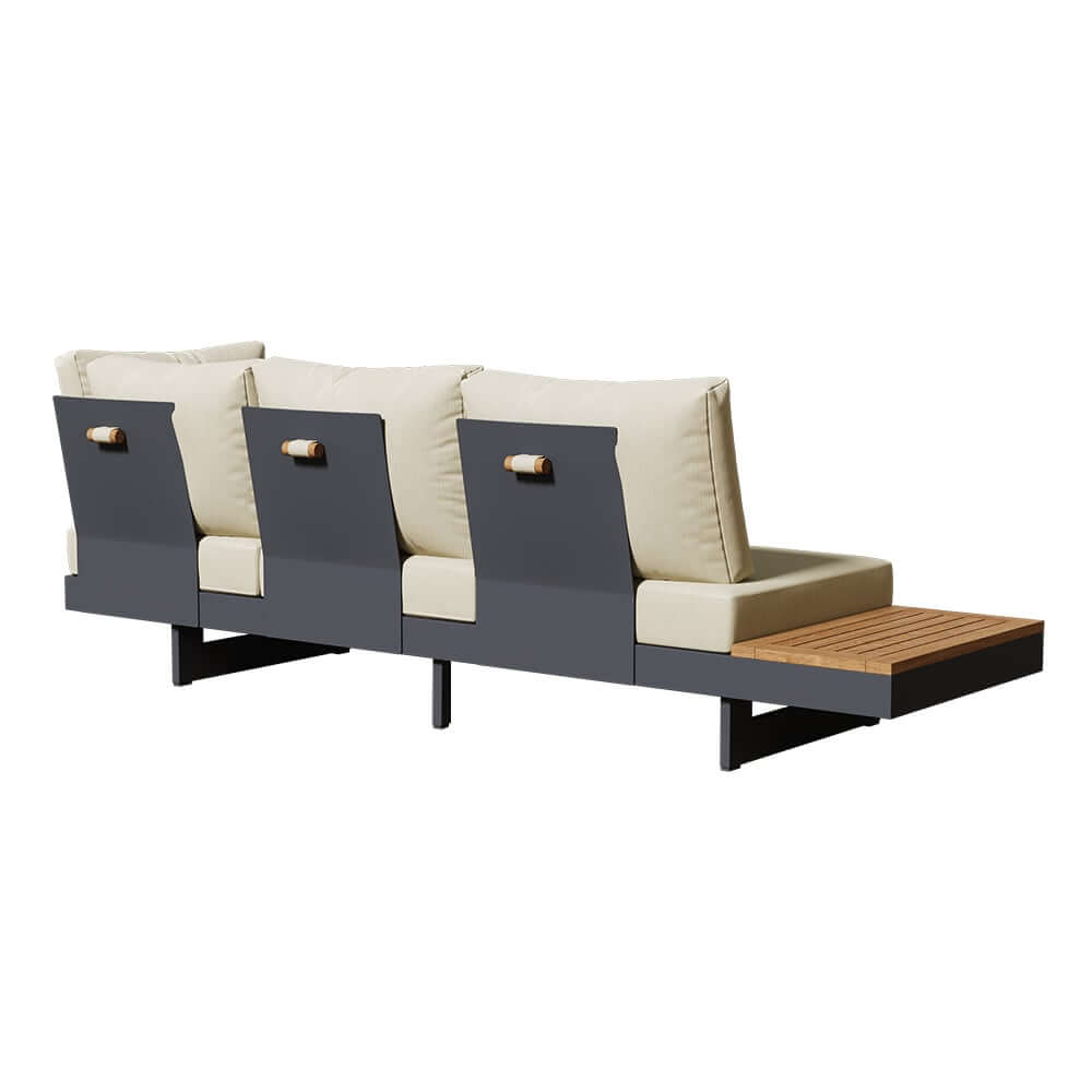 Modern Teak Wood Outdoor Sectional Sofa Set with Coffee Table