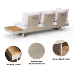 Modern Teak Wood Outdoor Sectional Sofa Set with Coffee Table