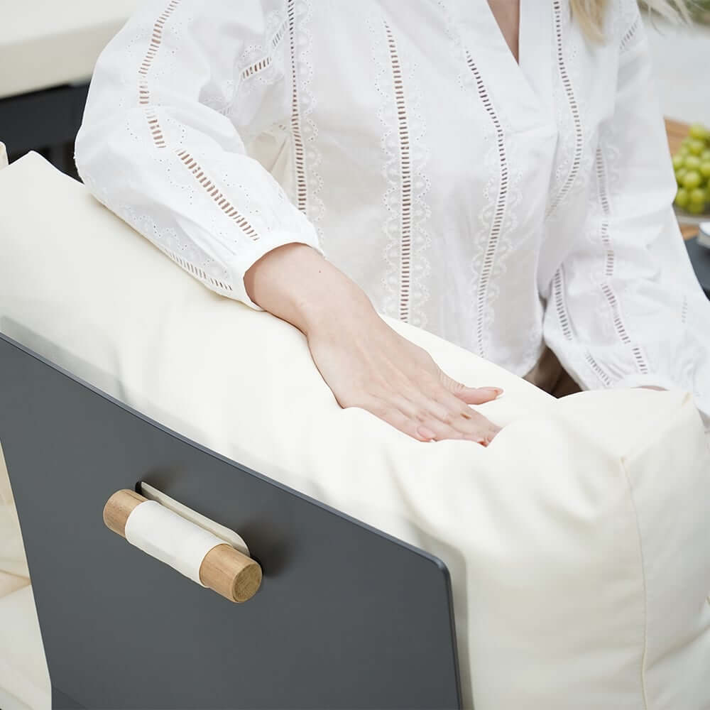 Modern Teak Wood Outdoor Sectional Sofa Set with Coffee Table