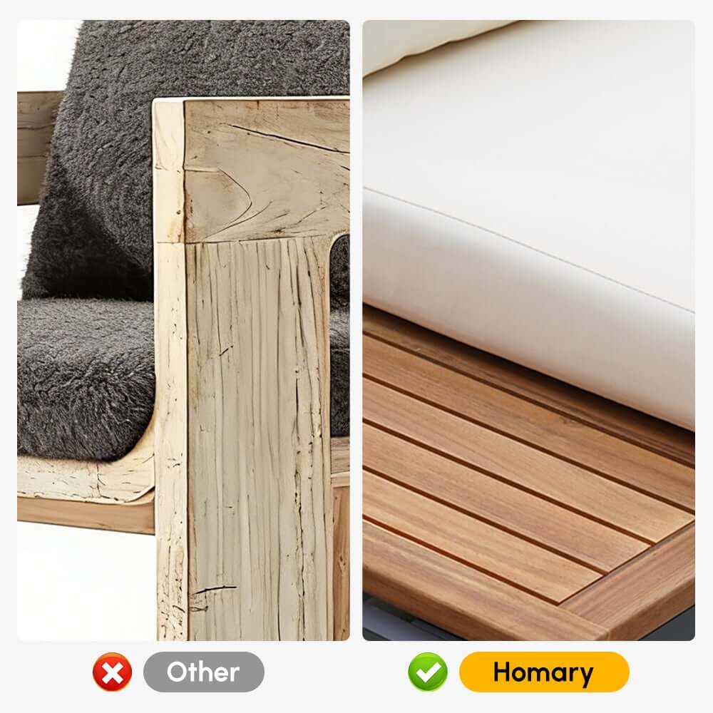 Modern Teak Wood Outdoor Sectional Sofa Set with Coffee Table