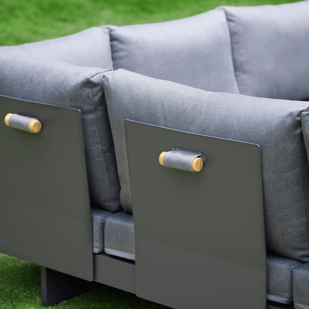 Modern Teak Wood Outdoor Sectional Sofa Set with Coffee Table