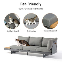 Modern Teak Wood Outdoor Sectional Sofa Set with Coffee Table