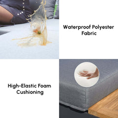 Modern Teak Wood Outdoor Sectional Sofa Set with Coffee Table