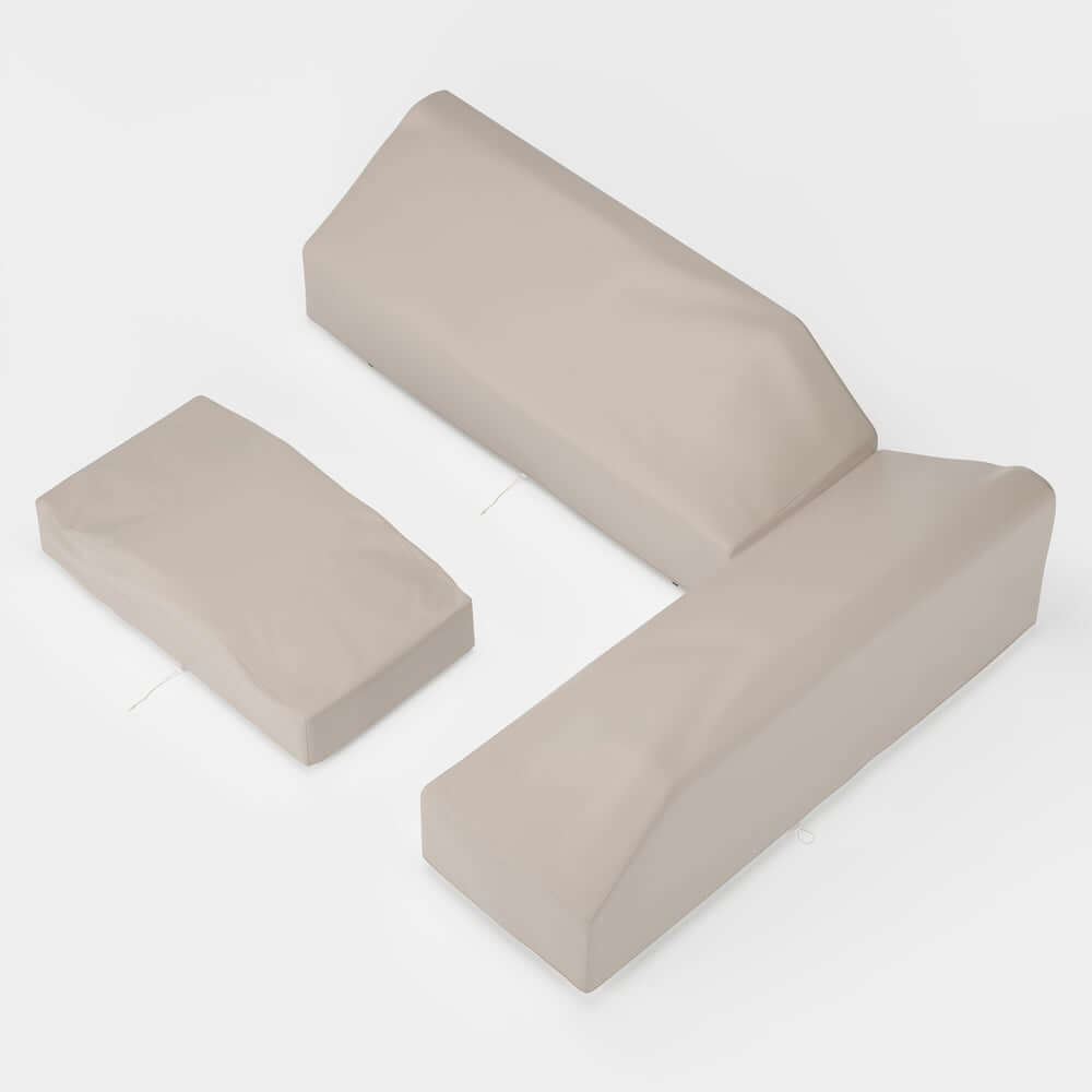 Modern Teak Wood Outdoor Sectional Sofa Set with Coffee Table