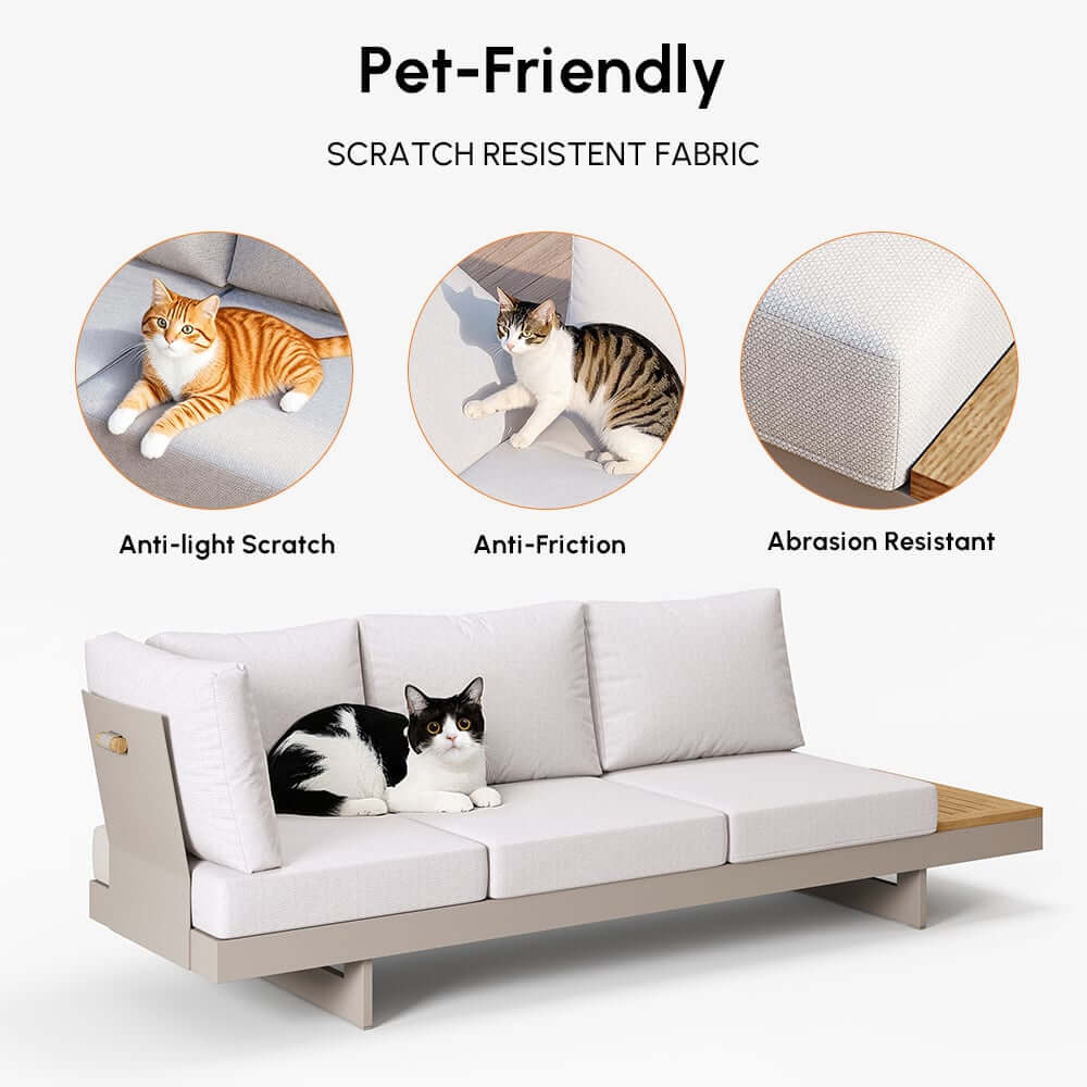 Modern Teak Wood Outdoor Sectional Sofa Set with Coffee Table