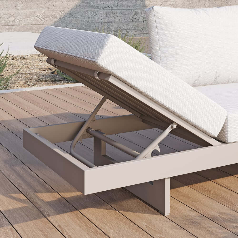 Modern Teak Wood Outdoor Sectional Sofa Set with Coffee Table