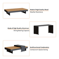 Modern Teak Wood Outdoor Sectional Sofa Set with Coffee Table