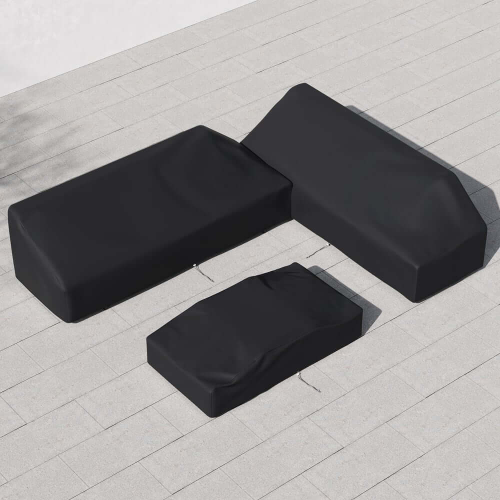 Modern Teak Wood Outdoor Sectional Sofa Set with Coffee Table