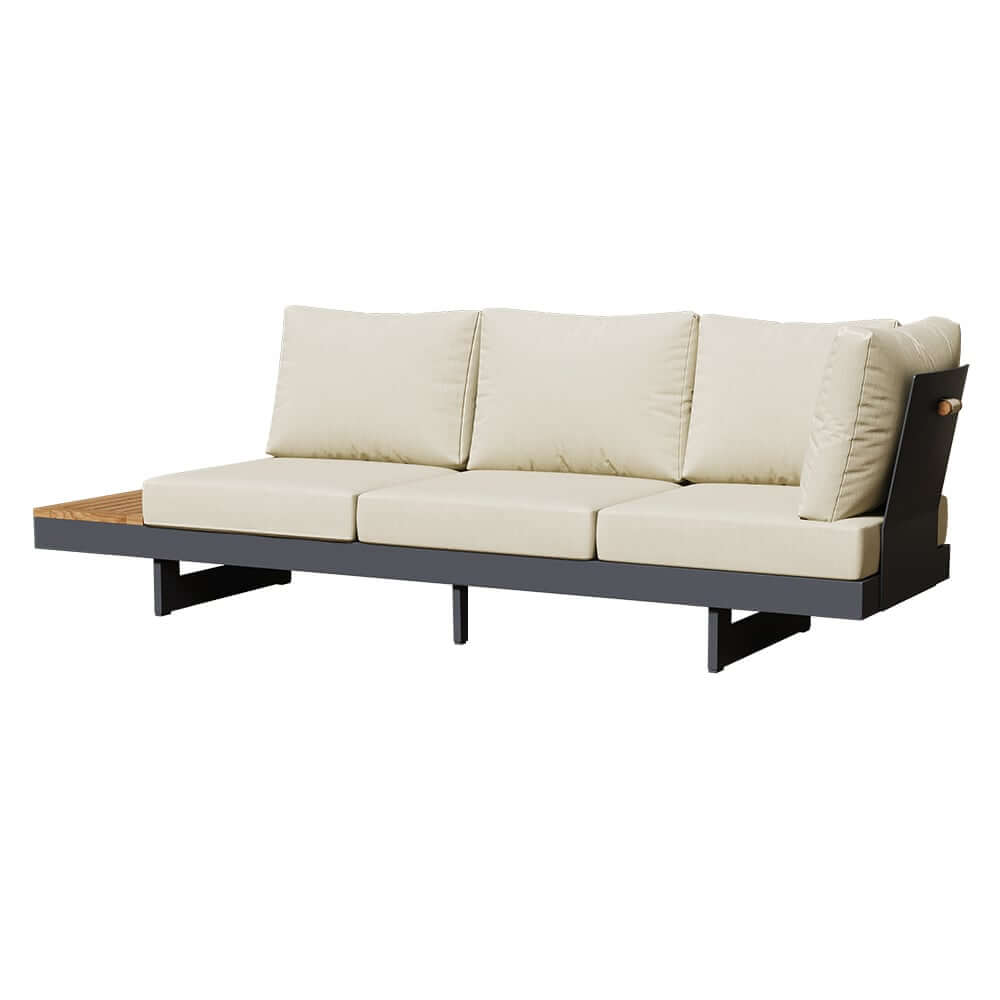 Modern Teak Wood Outdoor Sectional Sofa Set with Coffee Table