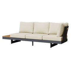 Modern Teak Wood Outdoor Sectional Sofa Set with Coffee Table