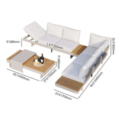 Modern Teak Wood Outdoor Sectional Sofa Set with Coffee Table Dimensions