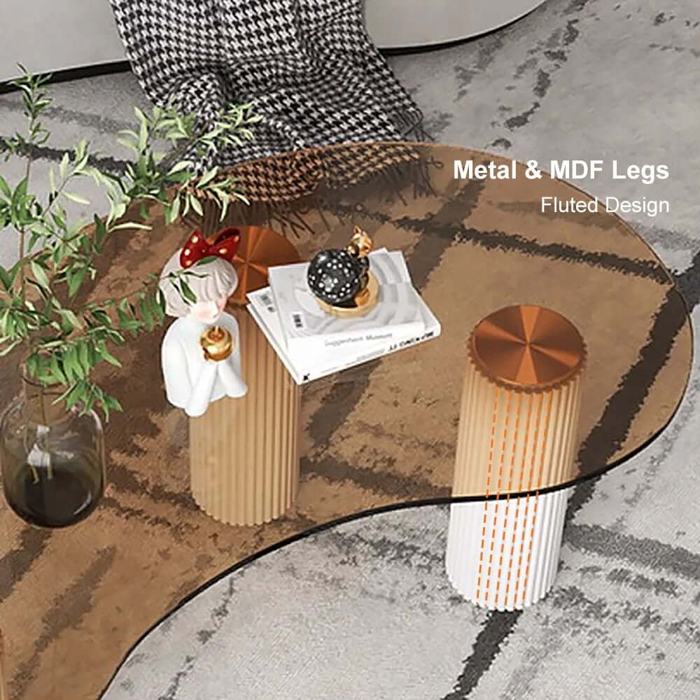 Modern Tempered Glass Coffee Table With Engineered Wood Base