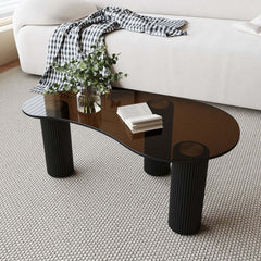 Modern Tempered Glass Coffee Table With Engineered Wood Base