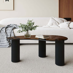 Modern Tempered Glass Coffee Table With Engineered Wood Base