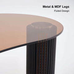Modern Tempered Glass Coffee Table With Engineered Wood Base