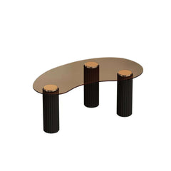 Modern Tempered Glass Coffee Table With Engineered Wood Base