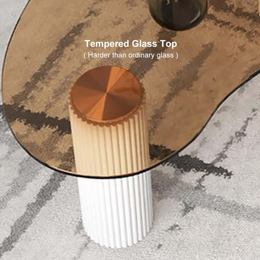 Modern Tempered Glass Coffee Table With Engineered Wood Base
