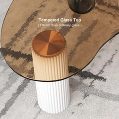 Modern Tempered Glass Coffee Table With Engineered Wood Base