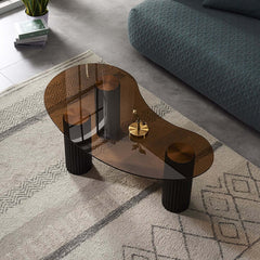 Modern Tempered Glass Coffee Table With Engineered Wood Base