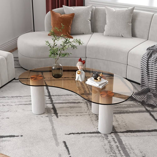 Modern Tempered Glass Coffee Table With Engineered Wood Base Main Product Image