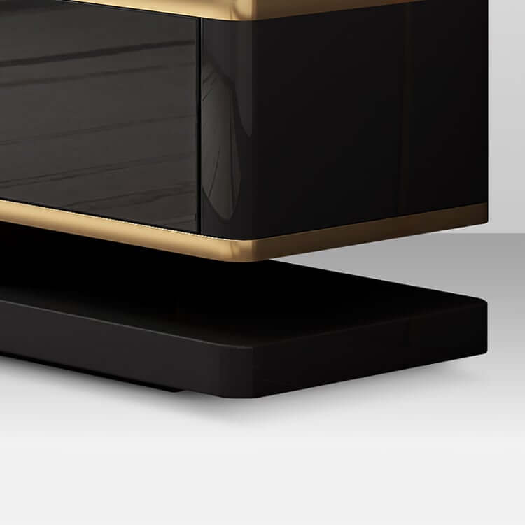 Modern TV Stand With Drawers, Tempered Glass Top