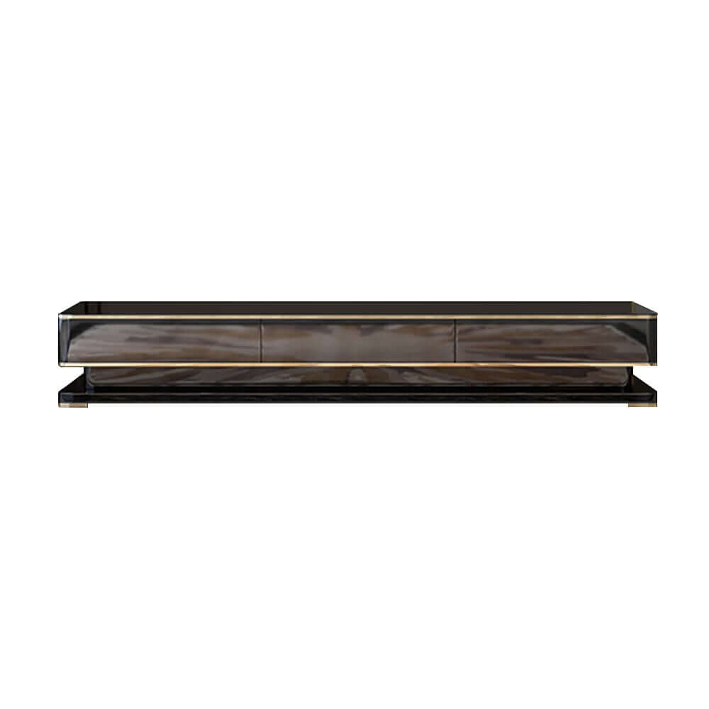Modern TV Stand With Drawers, Tempered Glass Top