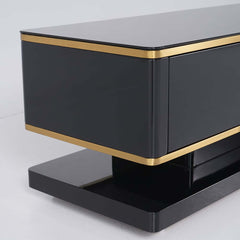 Modern TV Stand With Drawers, Tempered Glass Top