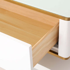 Modern TV Stand With Drawers, Tempered Glass Top
