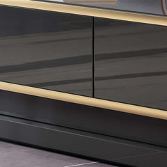 Modern TV Stand With Drawers, Tempered Glass Top