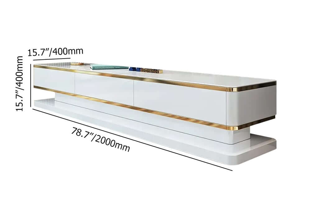 Modern TV Stand With Drawers, Tempered Glass Top Dimensions