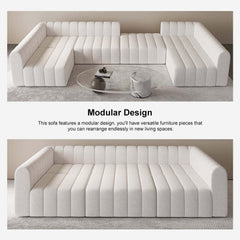 Modern U-Shaped Modular Sofa Set, Cotton Linen Upholstery