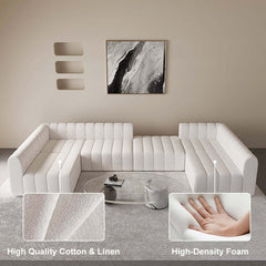 Modern U-Shaped Modular Sofa Set, Cotton Linen Upholstery