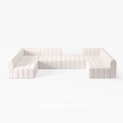 Modern U-Shaped Modular Sofa Set, Cotton Linen Upholstery