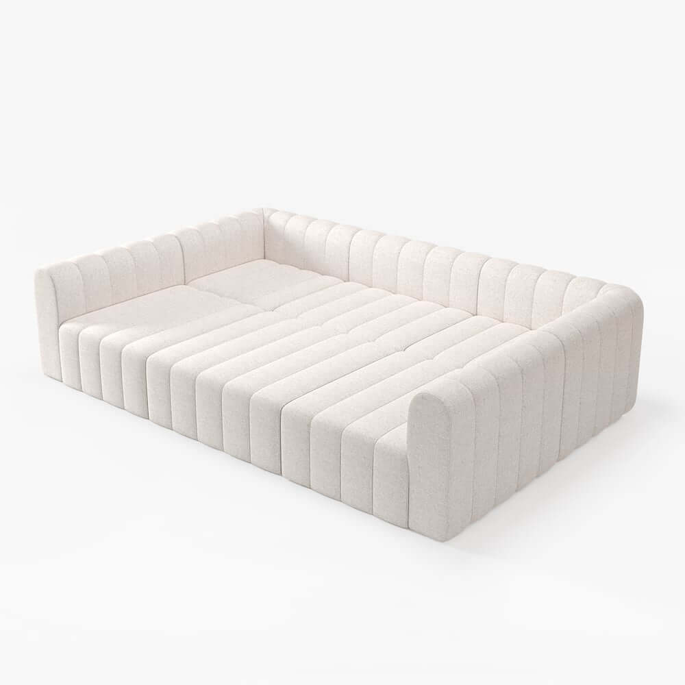 Modern U-Shaped Modular Sofa Set, Cotton Linen Upholstery