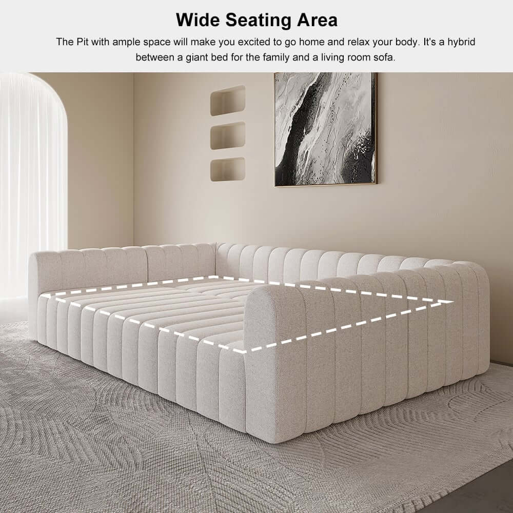 Modern U-Shaped Modular Sofa Set, Cotton Linen Upholstery